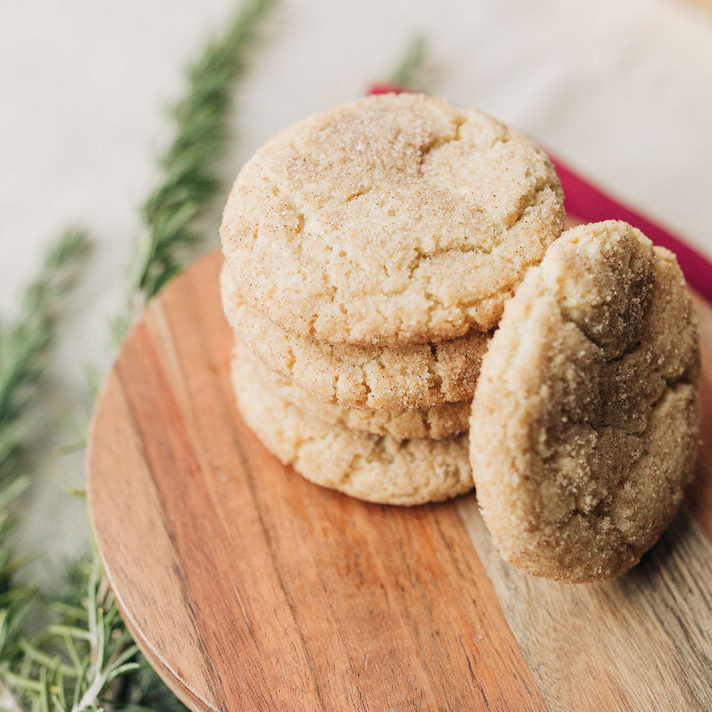 Stack of cookies on a wooden board