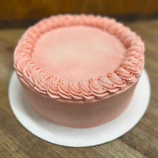 Vanilla Bean Cake with Strawberry Filling & Champagne Buttercream